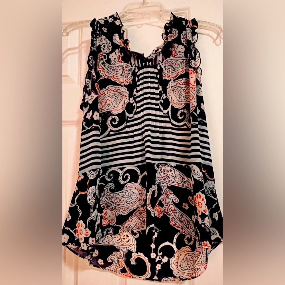 Sheer sleeveless print CAbi blouse